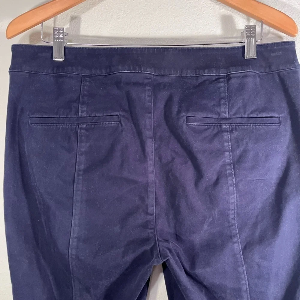 LOFT Dark Blue Trousers straight leg style pockets in front and back women’s 12 - Picture 7 of 13